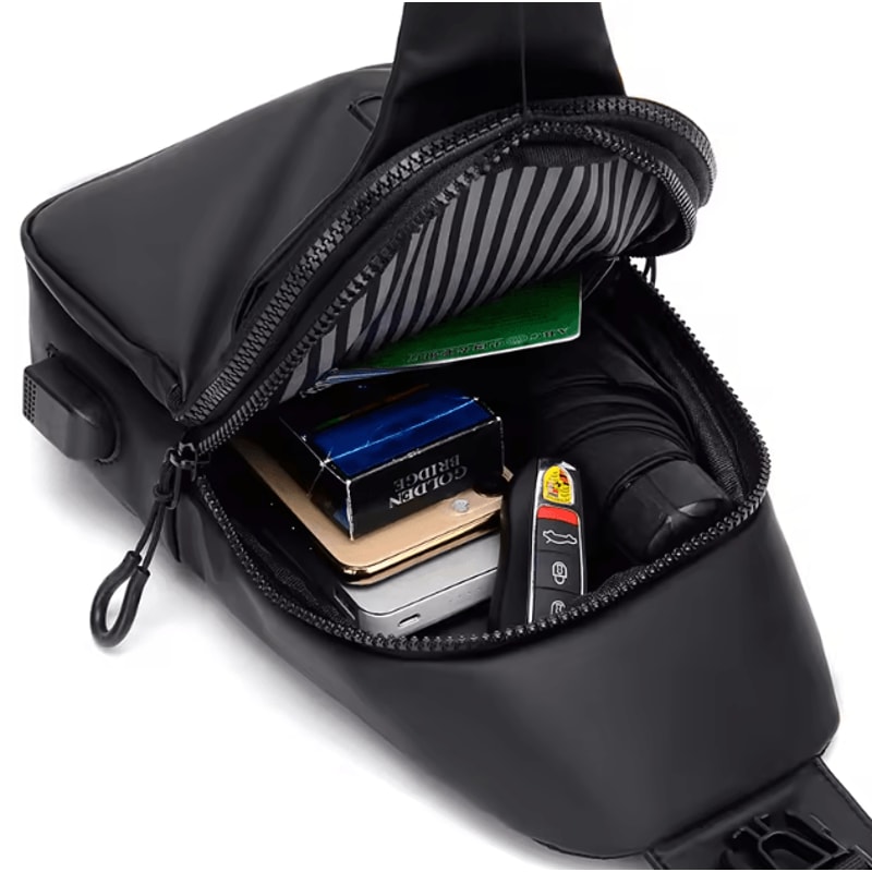 Mens USB Charging Chest Sling Bag For Commuting And Trave 2