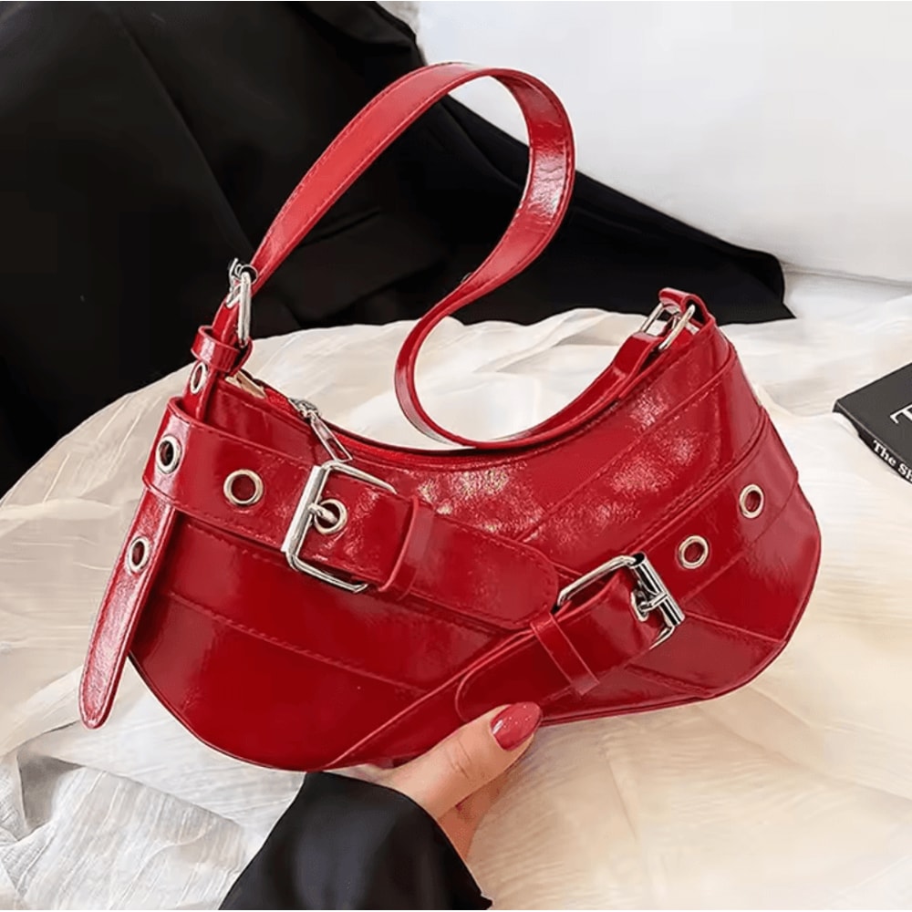 RebelEdge Y2K Punk Shoulder Bag With Vintage Belt Design 1