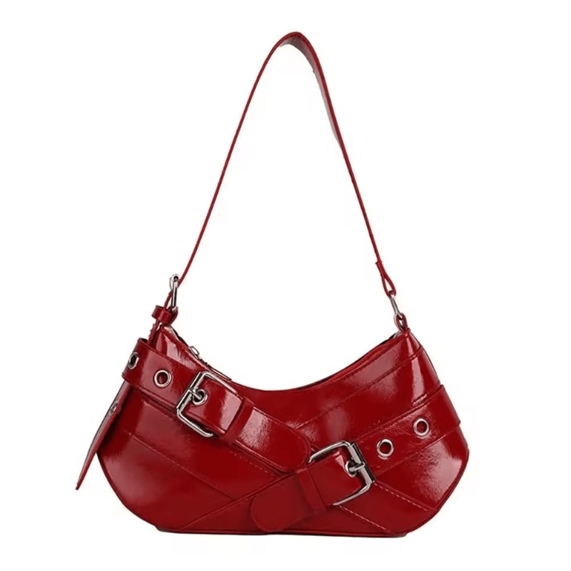 RebelEdge Y2K Punk Shoulder Bag With Vintage Belt Design 5