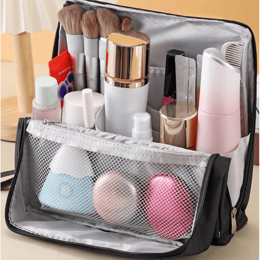 VertiGlow Large Capacity Vertical Cosmetic Bag Waterproof Travel Organizer 1