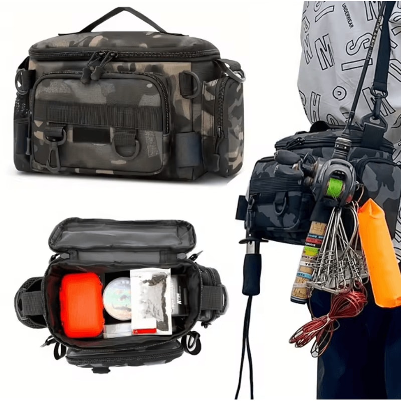 TrailMaster Canvas Fishing Waist Bag Crossbody Outdoor Gear Pack 1