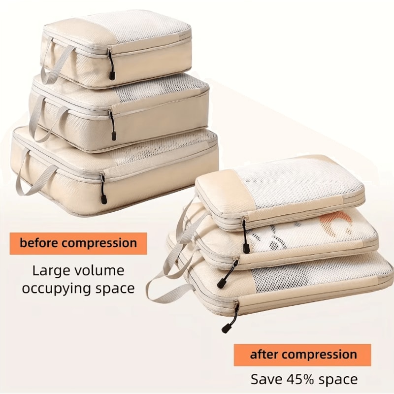 PackSmart 3 Piece Compression Packing Cubes Travel Luggage Organizer Set 0