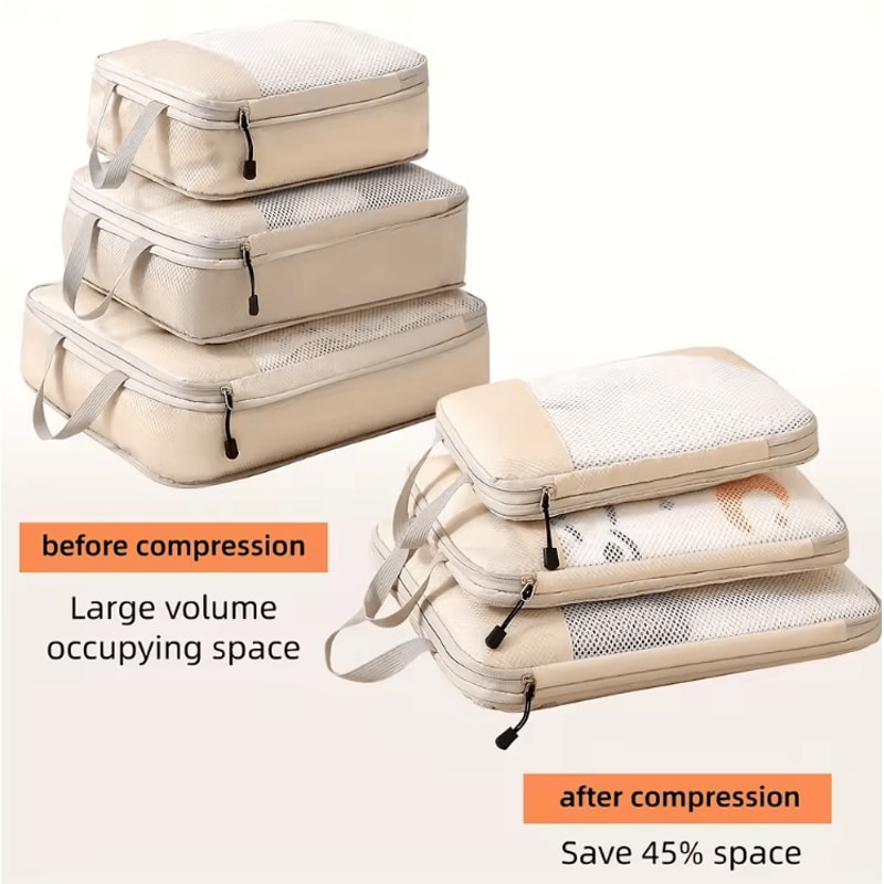 PackSmart 3 Piece Compression Packing Cubes Travel Luggage Organizer Set 2