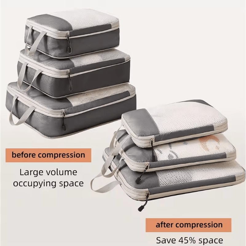 PackSmart 3 Piece Compression Packing Cubes Travel Luggage Organizer Set 4