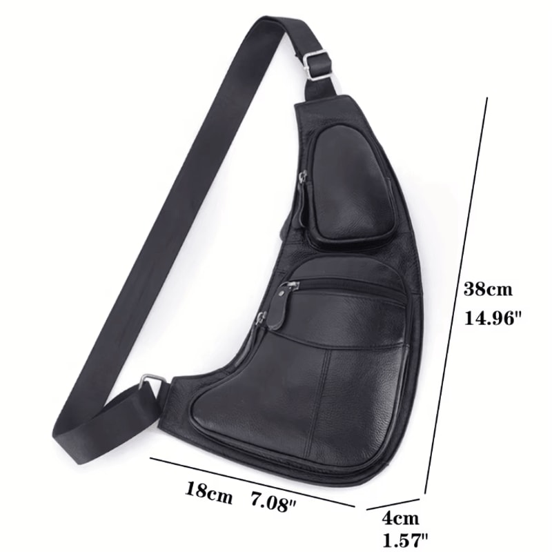 RidgeTrail Retro Leather Crossbody Chest Bag For Travel And Outdoor Adventures 1