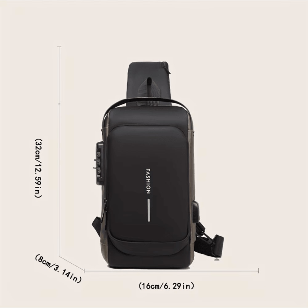 SecureFlex Mens Anti Theft Chest Bag With Password Lock 1