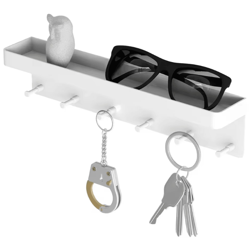 HomeEase Wall Mounted Key Holder With Shelf And 6 Hooks Organizer 2