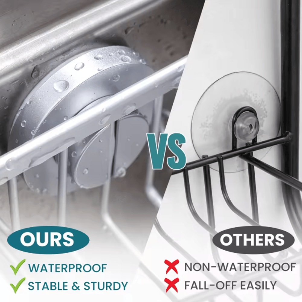 CleanSink Aluminum Suction Cup Sponge Holder For Kitchen Sink Organizer 2