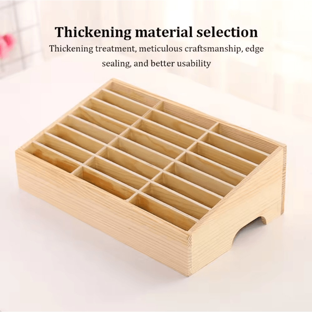 SmartDesk 24 Slot Mobile Phone Storage Box Wooden Classroom Organizer Rack 0