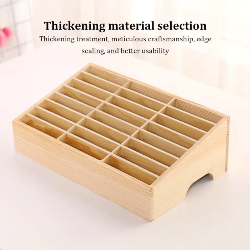 SmartDesk 24 Slot Mobile Phone Storage Box Wooden Classroom Organizer Rack 0