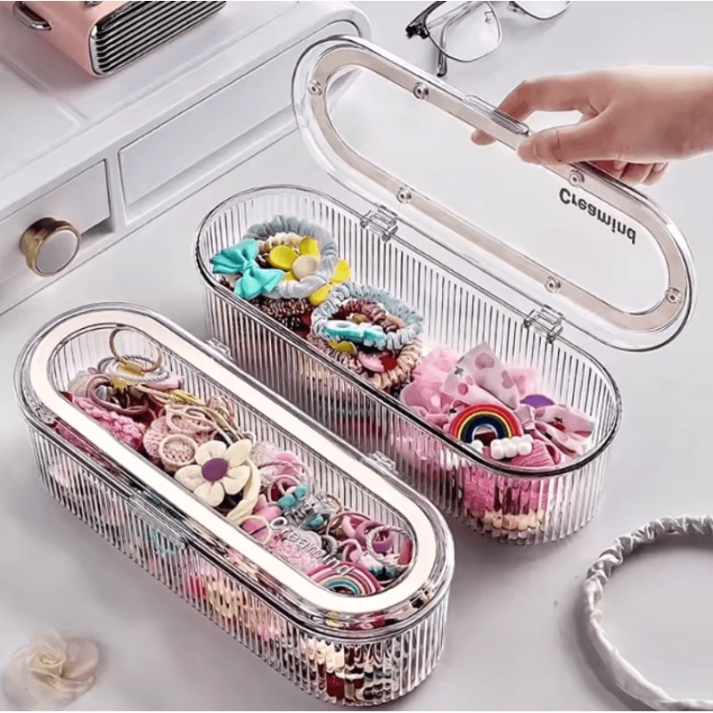 ClearStyle Acrylic Hair Accessories Organizer Box With Multi Compartment Storage 2