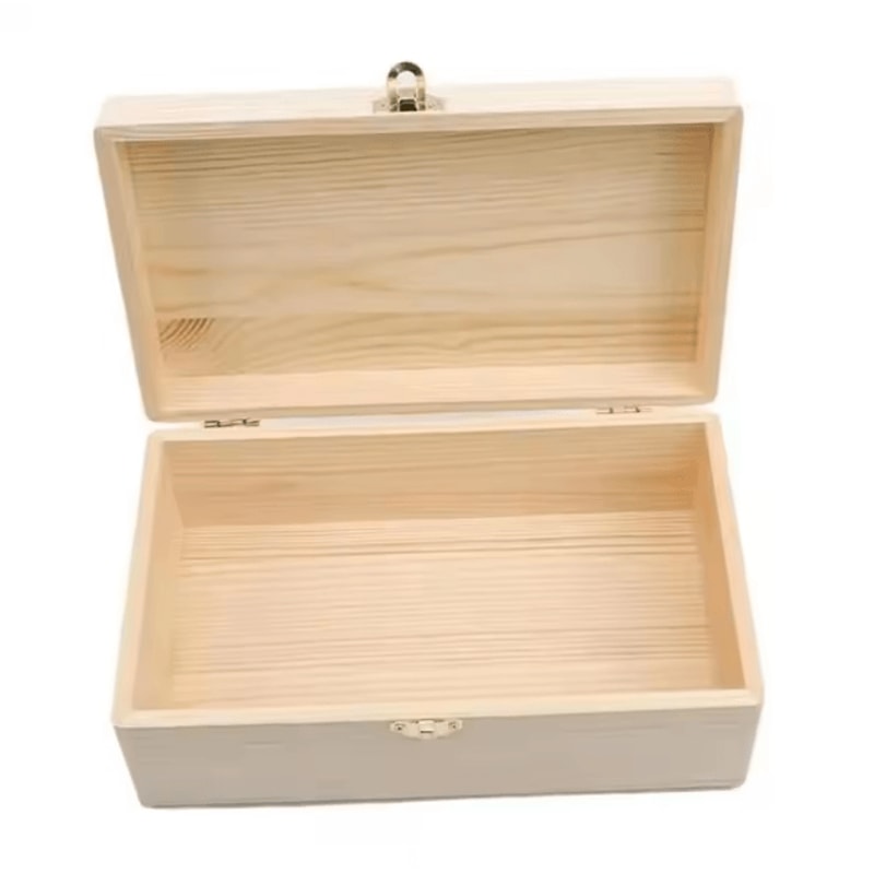 CraftKeeper Solid Wooden Jewelry Storage Box Rectangular Flip Lid Organizer 0