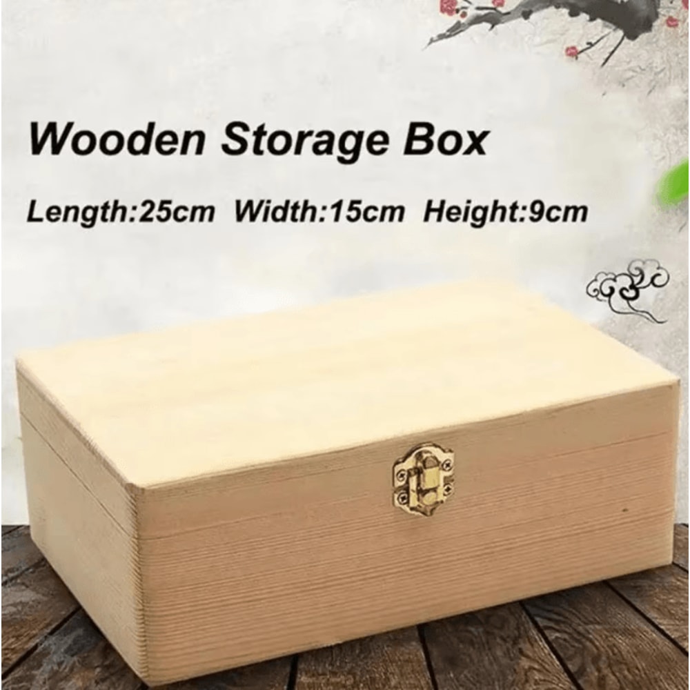 CraftKeeper Solid Wooden Jewelry Storage Box Rectangular Flip Lid Organizer 1