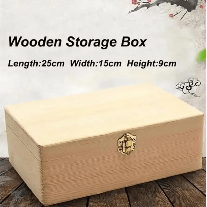 CraftKeeper Solid Wooden Jewelry Storage Box Rectangular Flip Lid Organizer 1