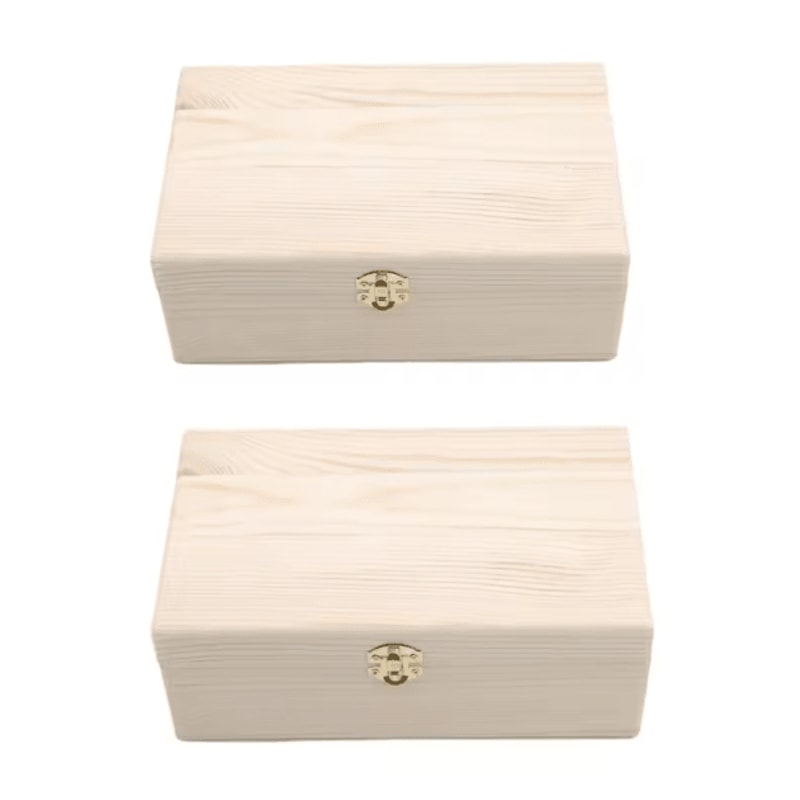 CraftKeeper Solid Wooden Jewelry Storage Box Rectangular Flip Lid Organizer 4