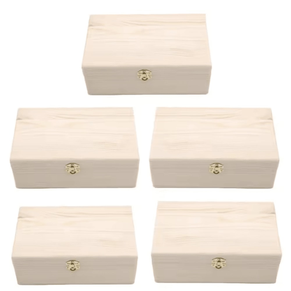 CraftKeeper Solid Wooden Jewelry Storage Box Rectangular Flip Lid Organizer 5