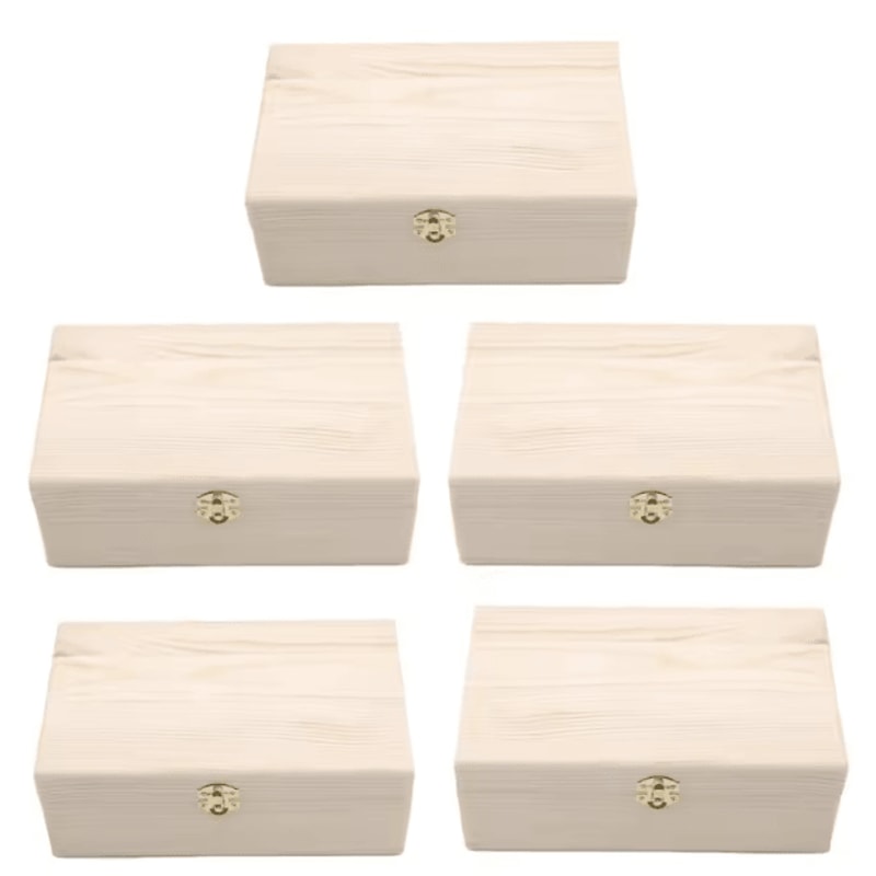 CraftKeeper Solid Wooden Jewelry Storage Box Rectangular Flip Lid Organizer 5