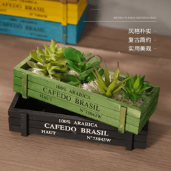 rusticcharm vintage wooden succulent planter box desktop storage organizer
