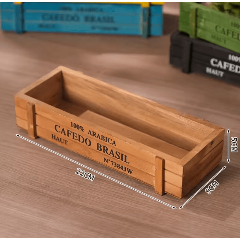 RusticCharm Vintage Wooden Succulent Planter Box Desktop Storage Organizer 2