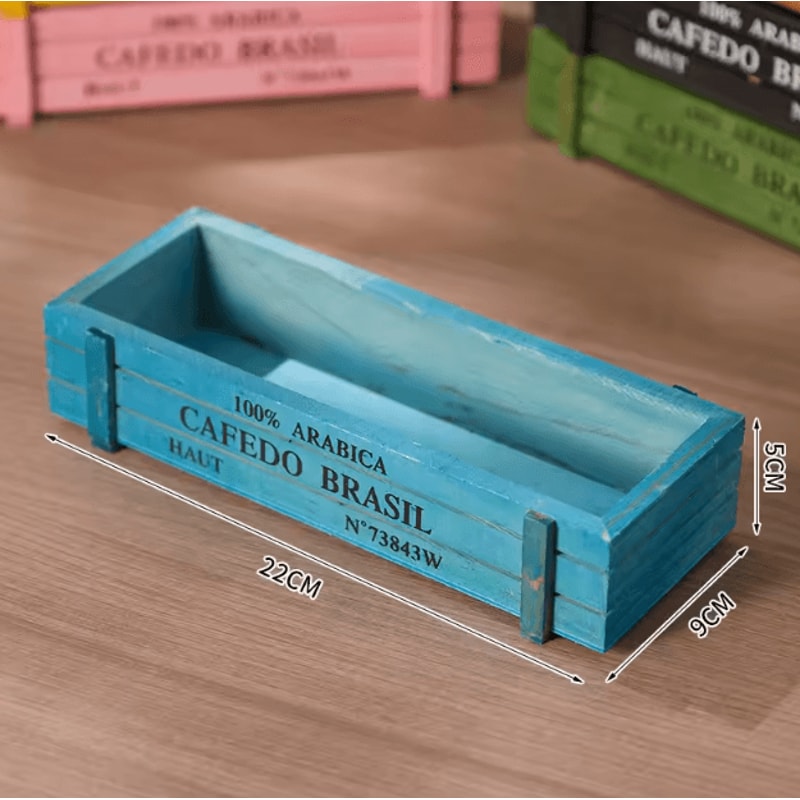 RusticCharm Vintage Wooden Succulent Planter Box Desktop Storage Organizer 4