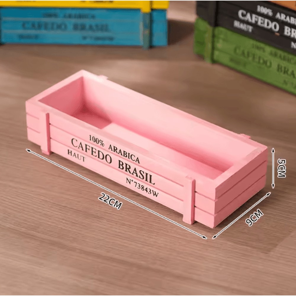 RusticCharm Vintage Wooden Succulent Planter Box Desktop Storage Organizer 5
