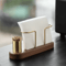 HeMu Walnut Brass Napkin Holder With Toothpick Dispenser Elegant Table Organizer 1