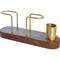 HeMu Walnut Brass Napkin Holder With Toothpick Dispenser Elegant Table Organizer 5