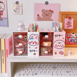 kawaiicube cartoon desktop stationery storage box cute multifunction desk organizer