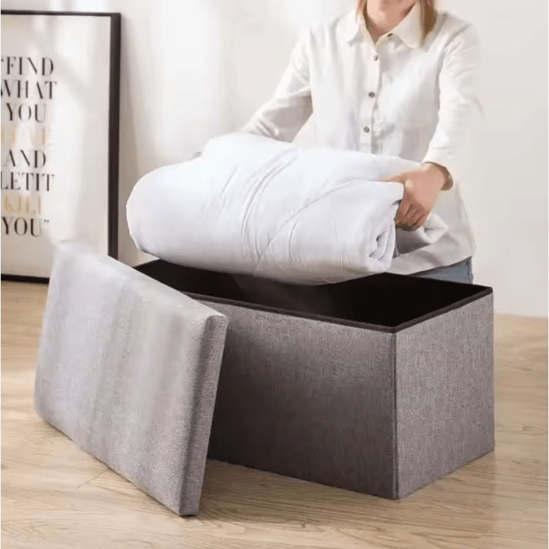 FlexiSeat Foldable Storage Ottoman Stool Box Fabric Multipurpose Organizer 1