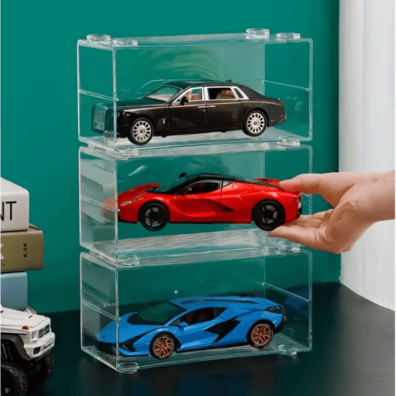 StackPro Acrylic 1 24 Model Car Display Case Transparent Stackable Storage Box 0
