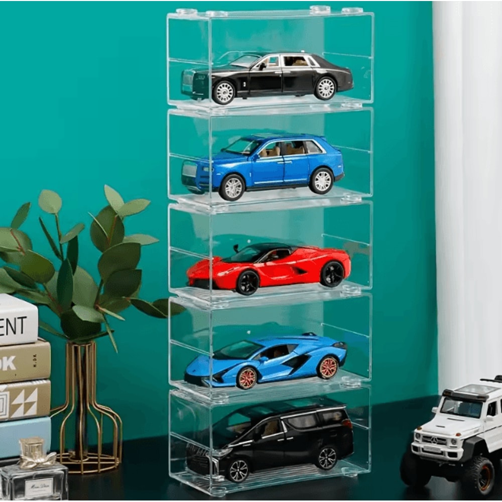 StackPro Acrylic 1 24 Model Car Display Case Transparent Stackable Storage Box 2