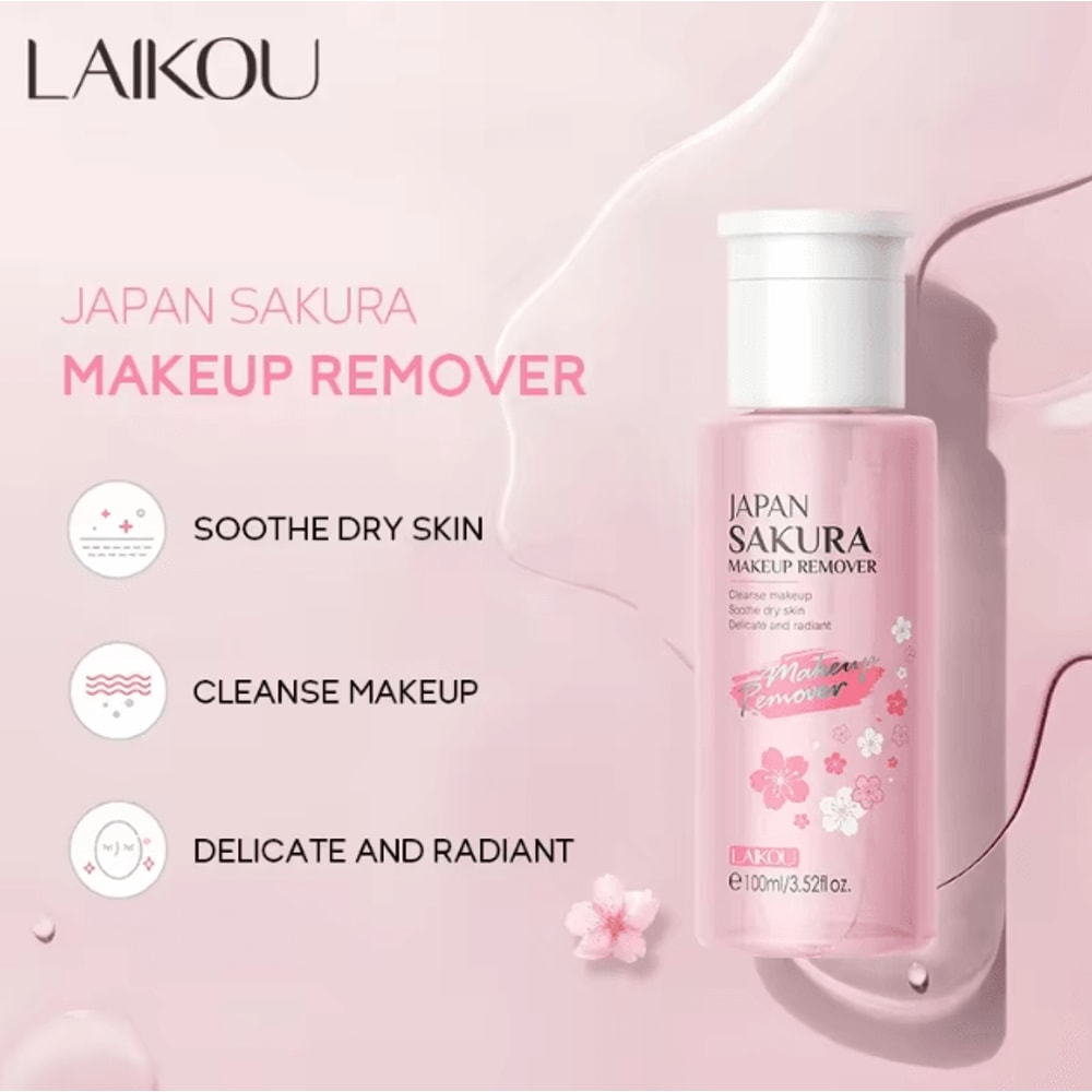 SakuraGlow Gentle Makeup Remover Water Cherry Blossom Hydrating Cleanser 100ml 0