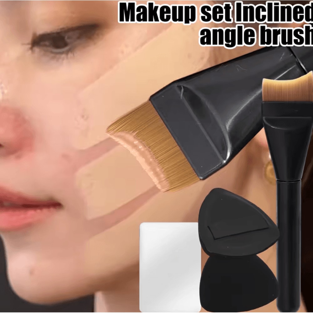 BlendEase 3 Piece Makeup Blending Tool Kit Concealer Brush Powder Puff And Palette Set 0