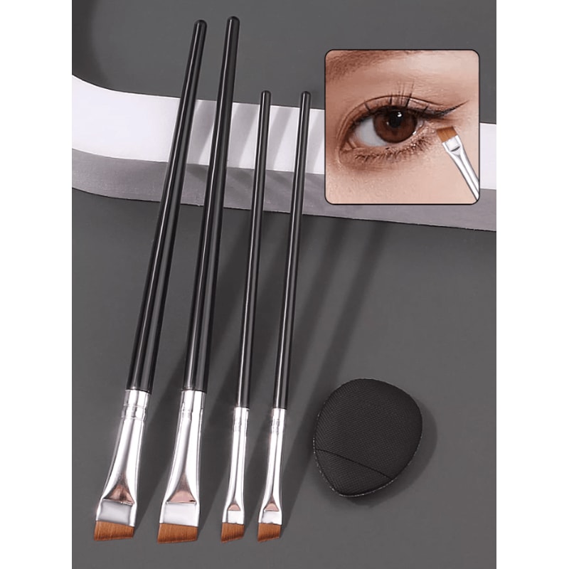 PrecisionPro 4 Piece Ultra Thin Eyeliner Brush Set With Mini Concealer Puff 3
