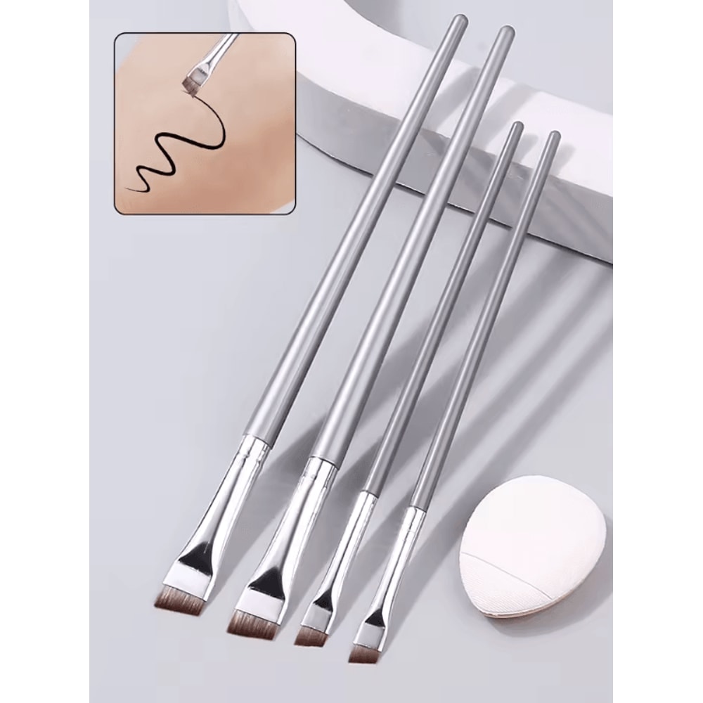PrecisionPro 4 Piece Ultra Thin Eyeliner Brush Set With Mini Concealer Puff 4