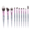 GlamCrystal 10 Piece Glitter Makeup Brush Set Professional Blending Kit 4