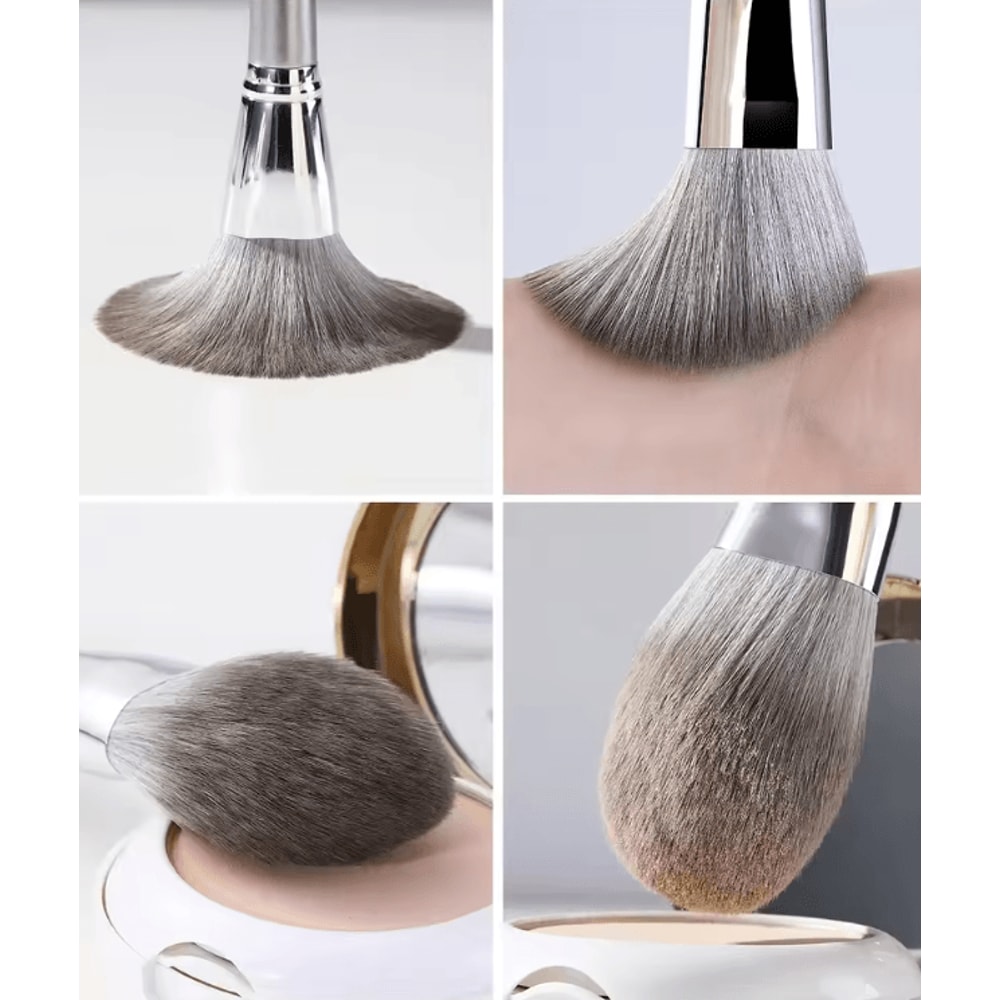 Luxe Silver 14 Piece Makeup Brush Set For Flawless Face And Eye Blending 2