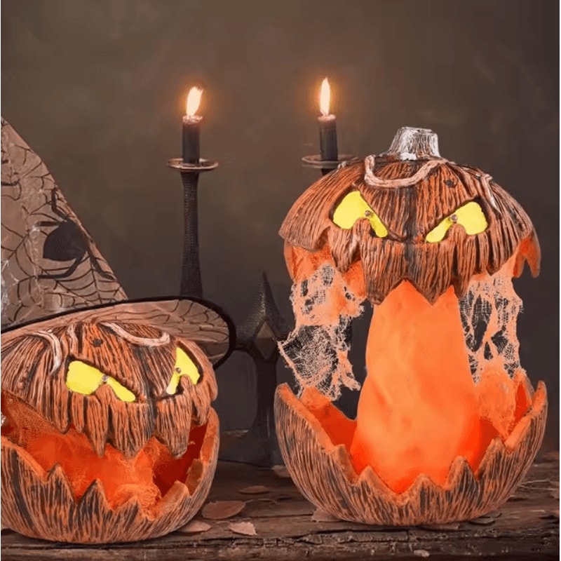LED Devil Pumpkin Lantern With Flashing Light For Spooky Halloween Decor 0