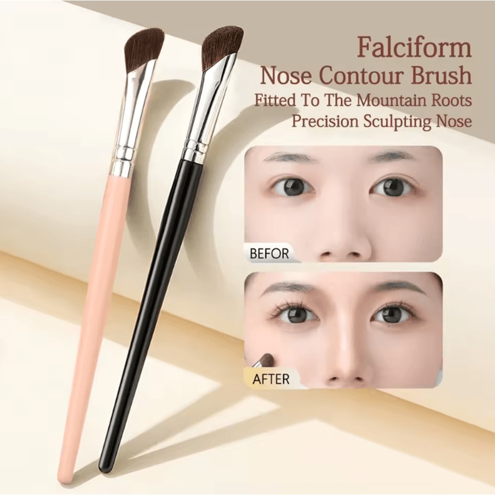 Dual Color Sickle Shaped Nose Contour Brush Set For Precise Shading And Seamless Blending 0