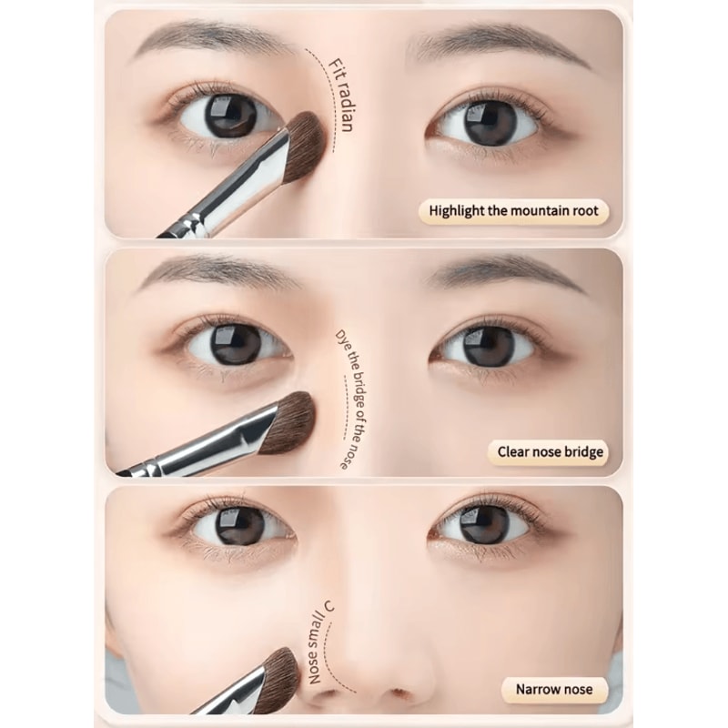 Dual Color Sickle Shaped Nose Contour Brush Set For Precise Shading And Seamless Blending 3