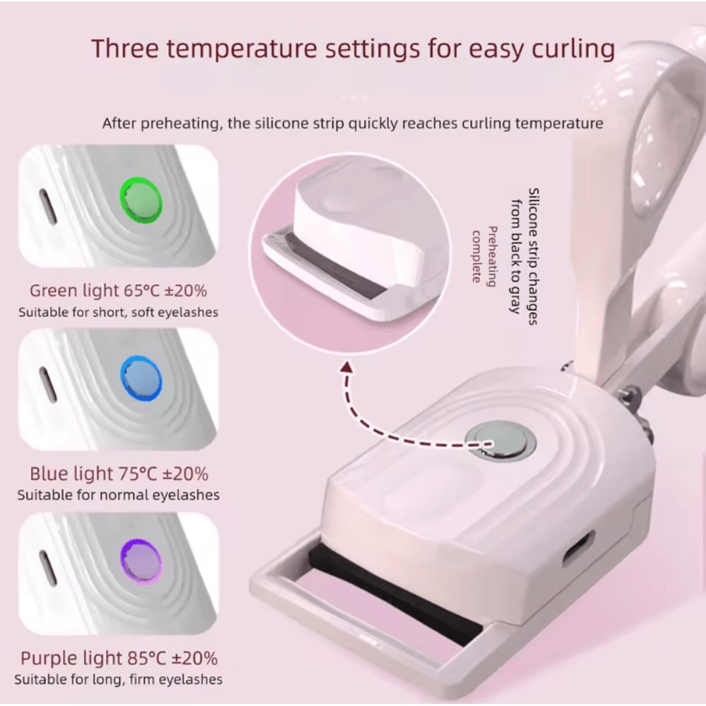 Rechargeable Heated Eyelash Curler With Adjustable Temperature For Long Lasting Lift 2