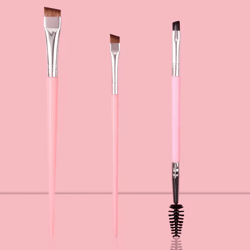 3 piece precision eye makeup brush set with blade eyeliner and dual head brow comb