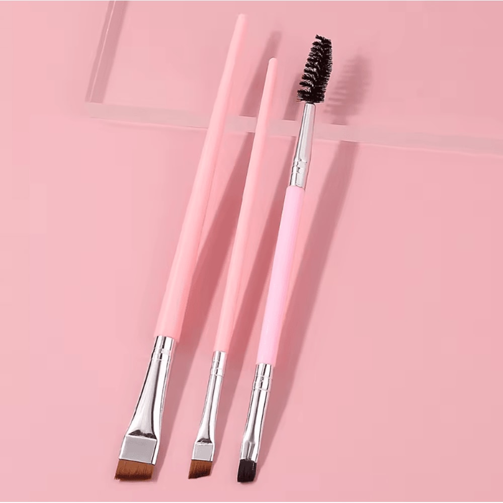 3 Piece Precision Eye Makeup Brush Set With Blade Eyeliner And Dual Head Brow Comb 1