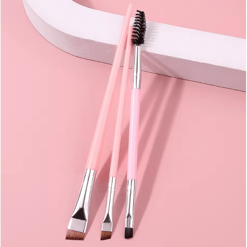 3 Piece Precision Eye Makeup Brush Set With Blade Eyeliner And Dual Head Brow Comb 2