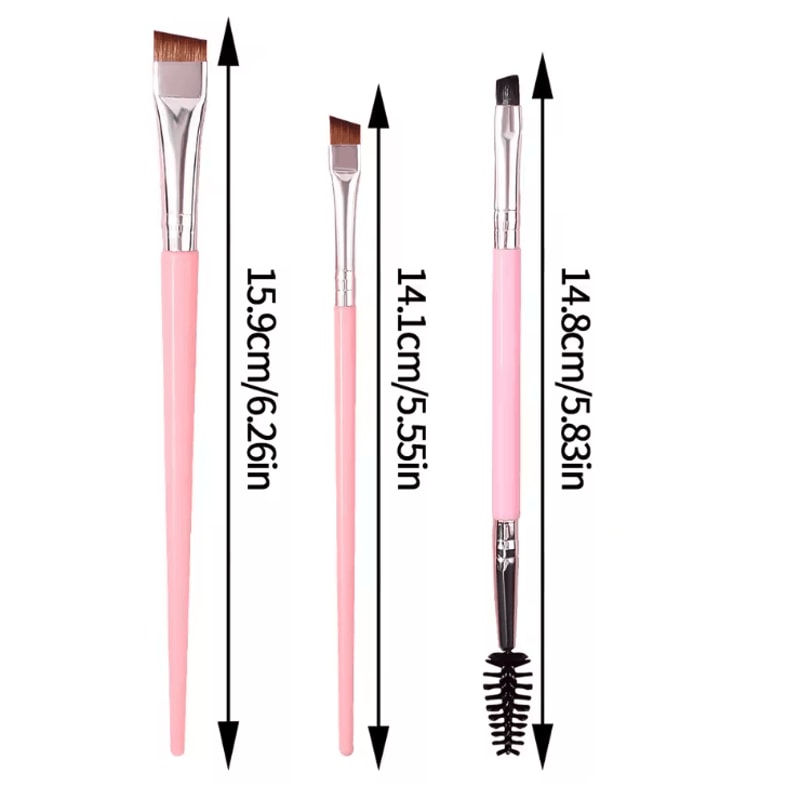 3 Piece Precision Eye Makeup Brush Set With Blade Eyeliner And Dual Head Brow Comb 4