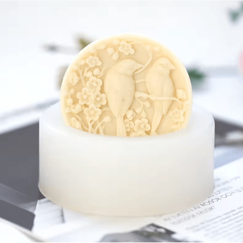Round Bird And Flower Silicone Mold For Soap Candle Resin And DIY Crafts 4
