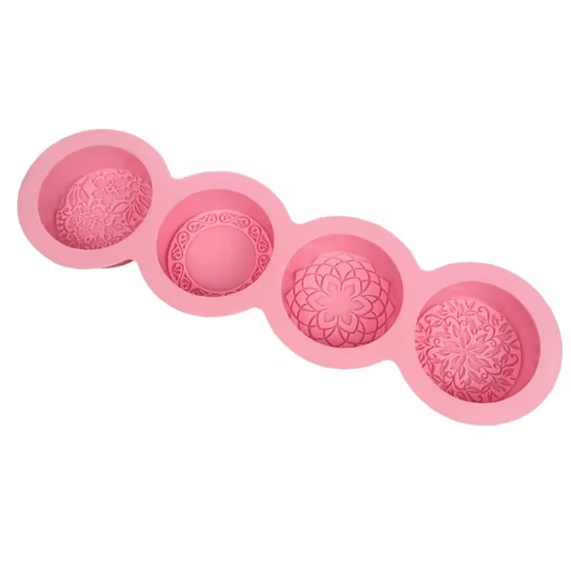 3D Handmade Silicone Soap Molds 4 Flower Types Bar Making Mould Tools Handmade DIY Circular Shape S 4