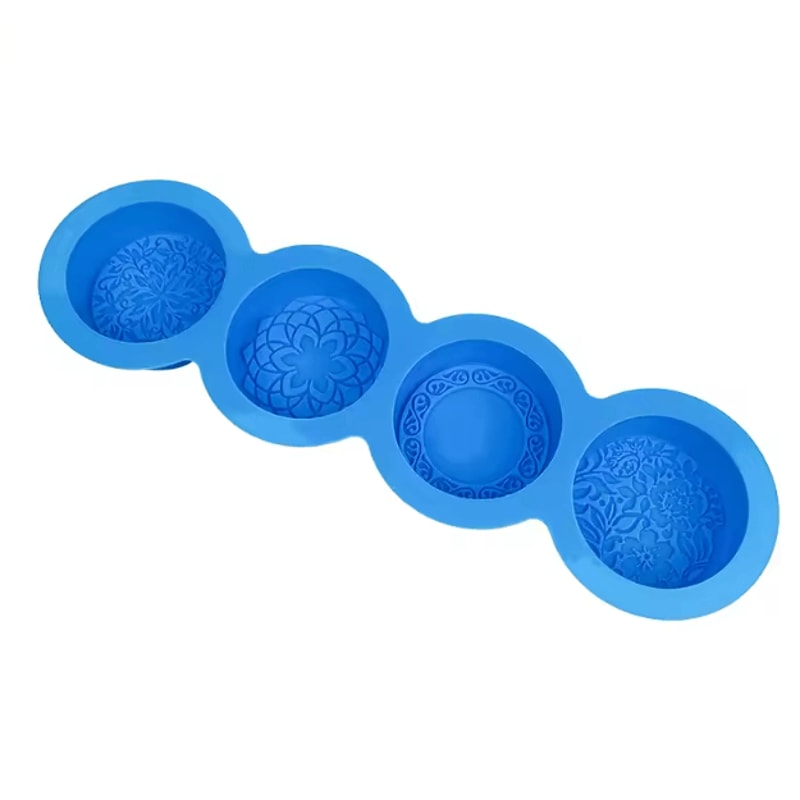 3D Handmade Silicone Soap Molds 4 Flower Types Bar Making Mould Tools Handmade DIY Circular Shape S 5