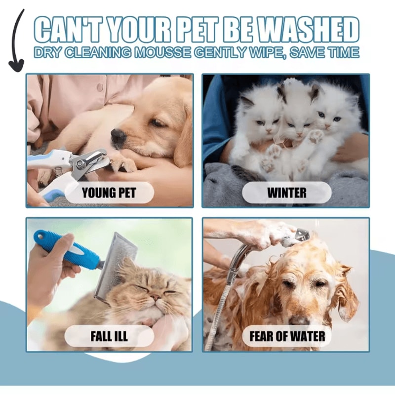 Waterless Pet Dry Shampoo Foam For Dogs And Cats Odor Control And Gentle Cleaning 3