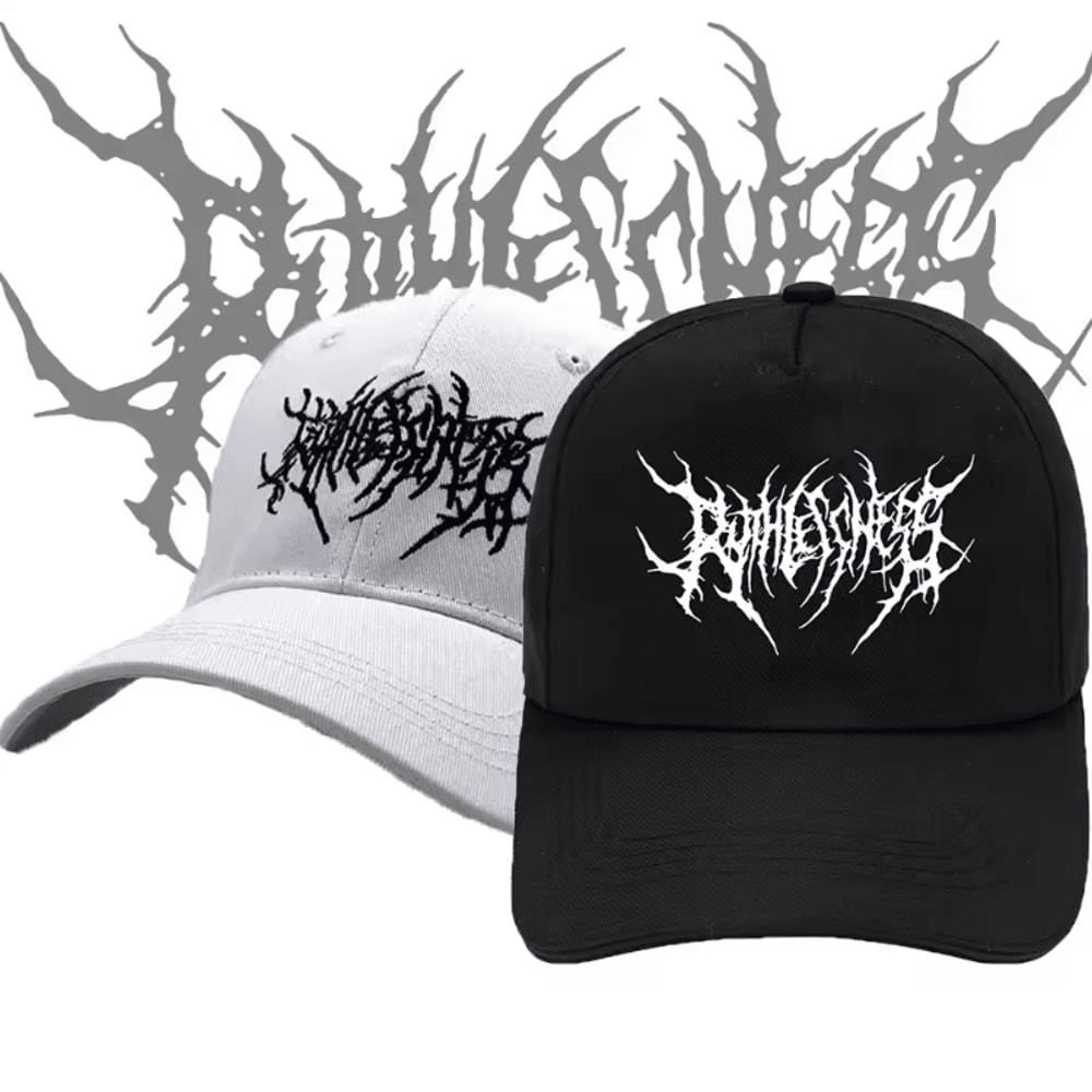 Gothic Punk Embroidered Cotton Baseball Cap For Streetwear And Outdoor Style 0